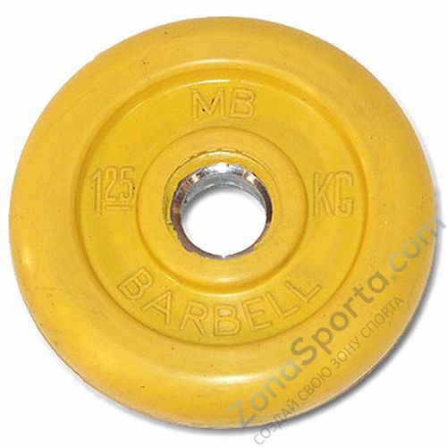 Диск обрезиненый цветной MB Barbell MB26-1,25 d-26мм 1,25кг