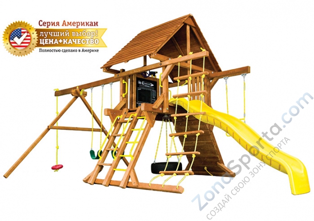 Игровая площадка Rainbow Play Systems Американ Кастл II деревянная крыша (American Castle II) Игровая площадка Rainbow Play Systems Американ Кастл II деревянная крыша (American Castle II)