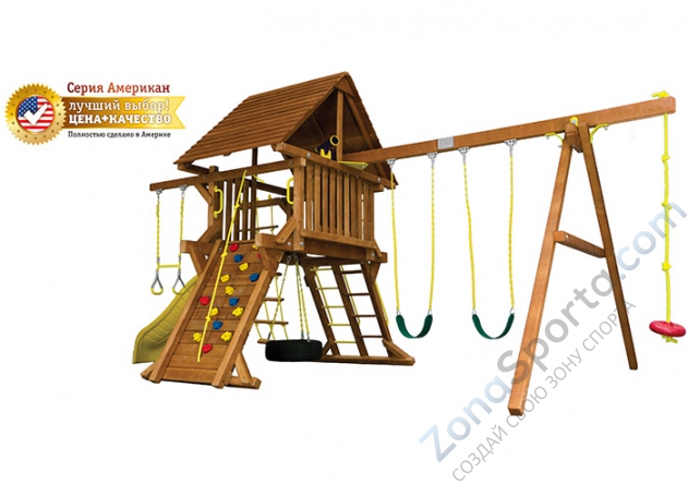 Игровая площадка Rainbow Play Systems Американ Кастл II деревянная крыша (American Castle II) Игровая площадка Rainbow Play Systems Американ Кастл II деревянная крыша (American Castle II)