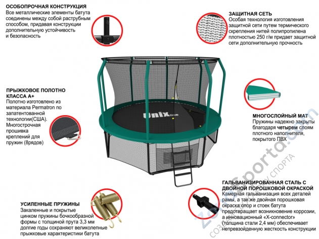 Батут Unix line 8 ft Supreme (Green) Батут Unix line 8 ft Supreme (Green)