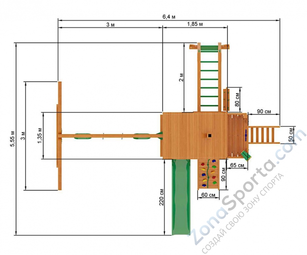 Деревянная детская площадка для дачи IgraGrad Шато с рукоходом (дерево)