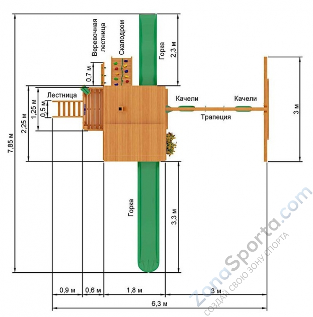 Деревянная детская площадка для дачи Igragrad Великан 2 (Домик)