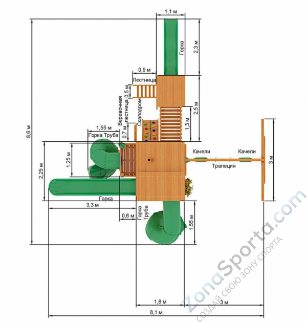 Деревянная детская площадка для дачи Igragrad Великан 4 (Макси)