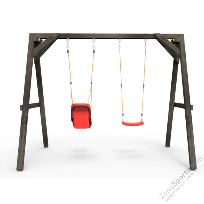 Деревянные качели Пикник 2 Black (качели для малышей качели долька)