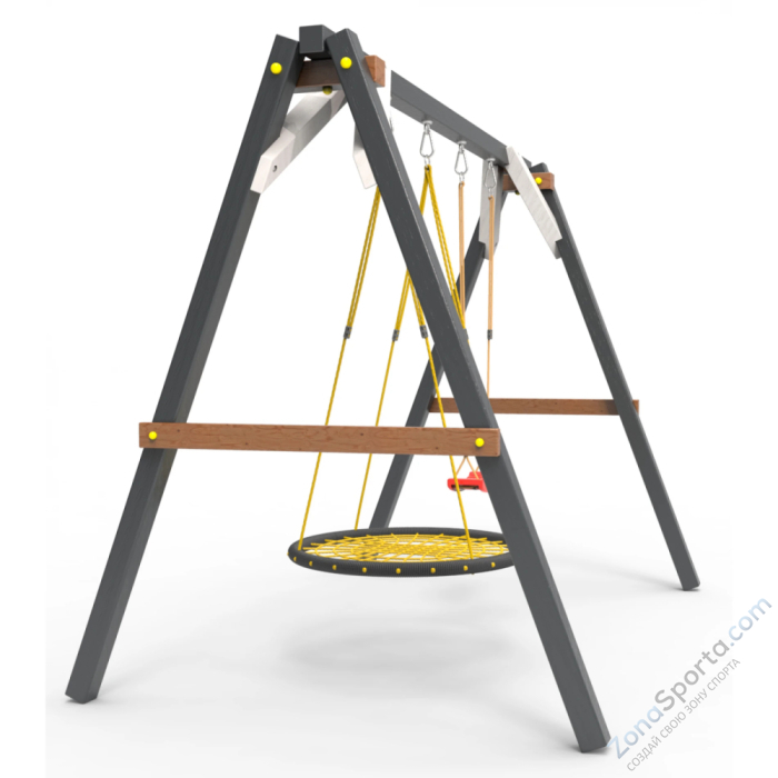 Деревянные качели Пикник 2 Ультра (качели гнездо 1м качели долька)