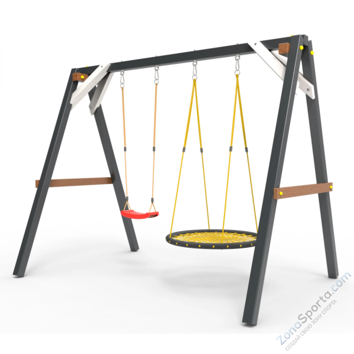 Деревянные качели Пикник 2 Ультра (качели гнездо 1м качели долька)