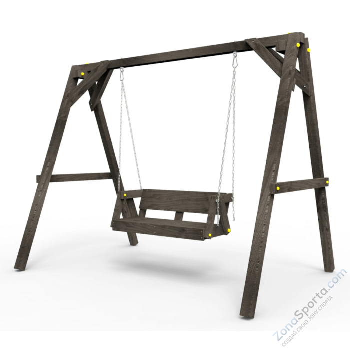Деревянные качели Пикник 2 Black (диванчик на цепях)
