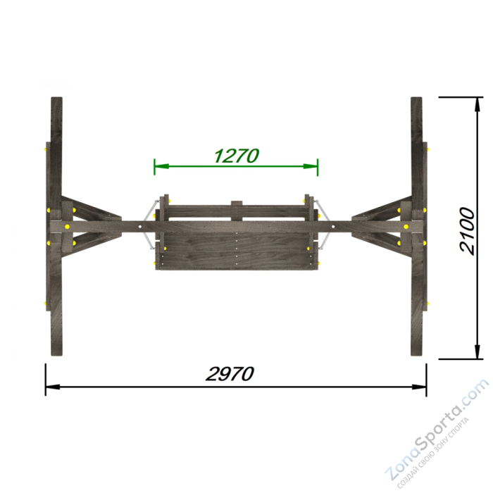Деревянные качели Пикник 2 Black (диванчик на цепях)