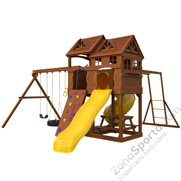 Детский игровой комплекс NewSunrise НьюСанрайз с винтовой горкой-трубой и рукоходом