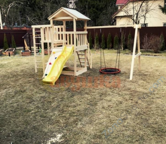 Детская площадка Савушка Мастер 3 с качелями Гнездо 1 метр