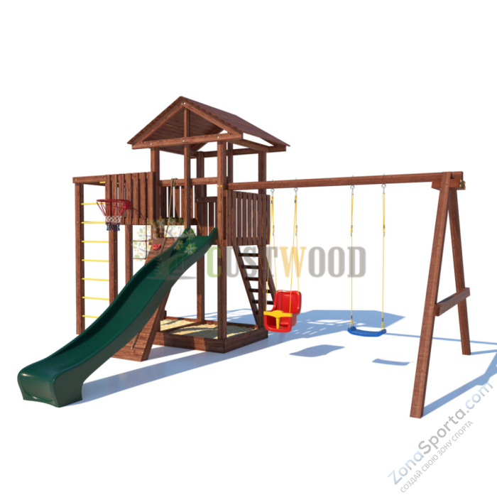 Детская деревянная игровая площадка для улицы дачи CustWood Active 1 Детская деревянная игровая площадка для улицы дачи CustWood Active 1