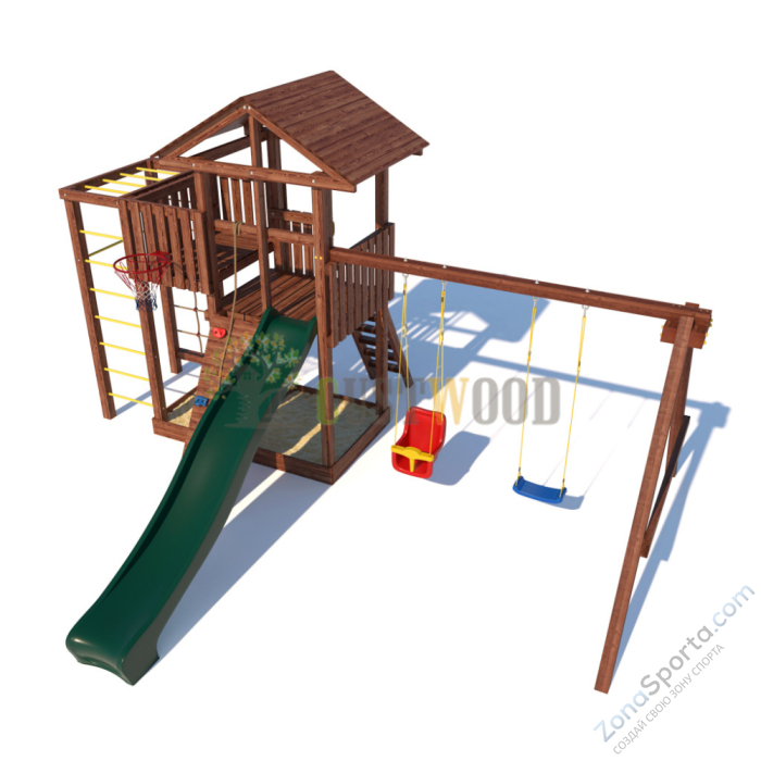 Детская деревянная игровая площадка для улицы дачи CustWood Active 1 Детская деревянная игровая площадка для улицы дачи CustWood Active 1