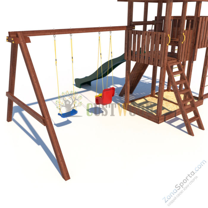 Детская деревянная игровая площадка для улицы дачи CustWood Active 1 Детская деревянная игровая площадка для улицы дачи CustWood Active 1