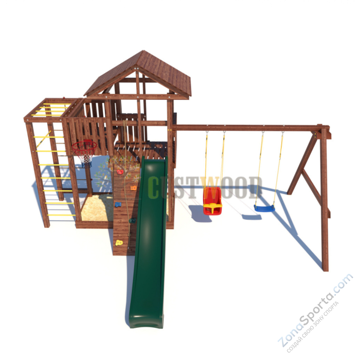 Детская деревянная игровая площадка для улицы дачи CustWood Active 1 Детская деревянная игровая площадка для улицы дачи CustWood Active 1