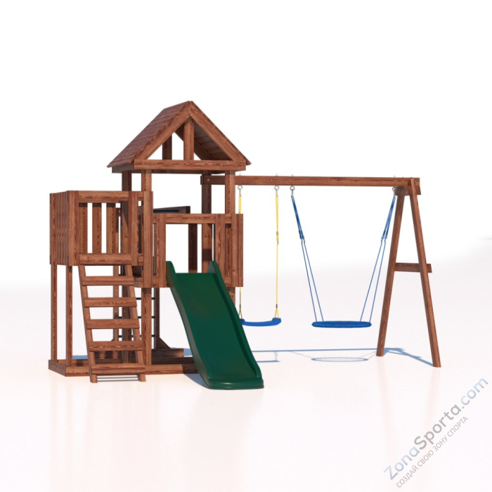 Детская площадка CustWood Junior Color JC5 с деревянной крышей 
