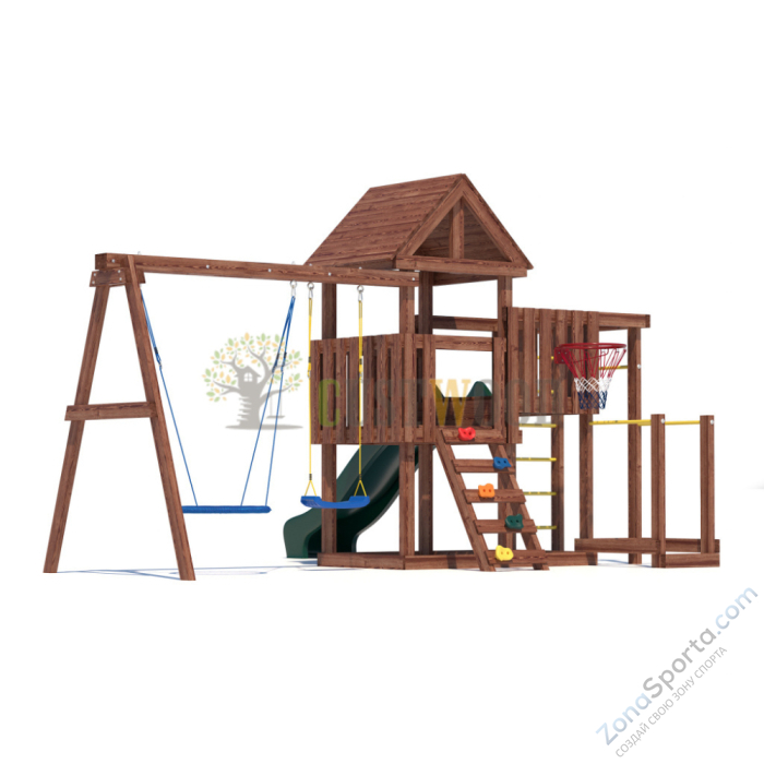 Детская деревянная игровая площадка для улицы дачи CustWood Junior Color JC9 с большой горкой 2,2 метра