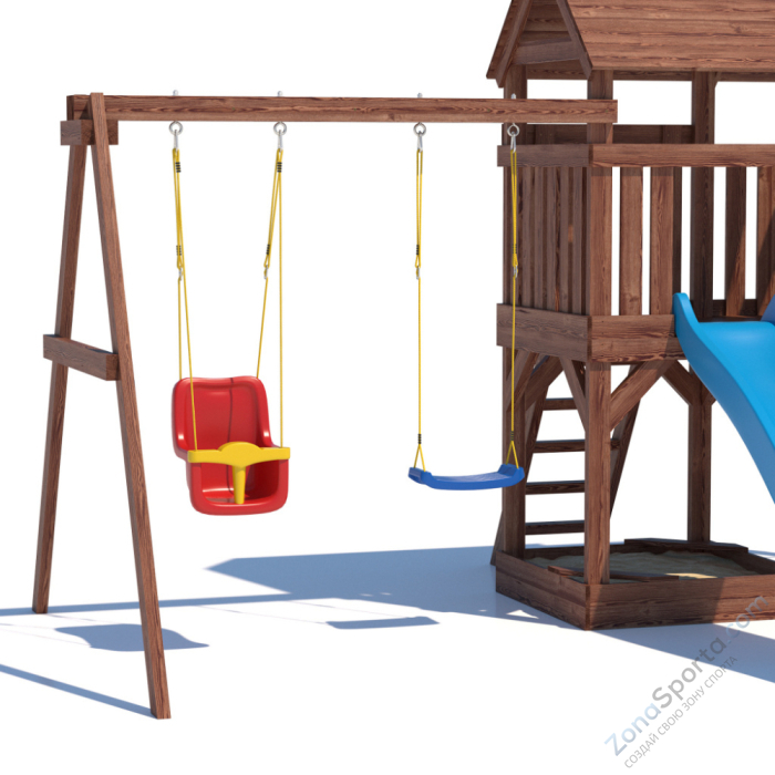 Детская площадка CustWood Scout SC4+ с большой деревянной крышей