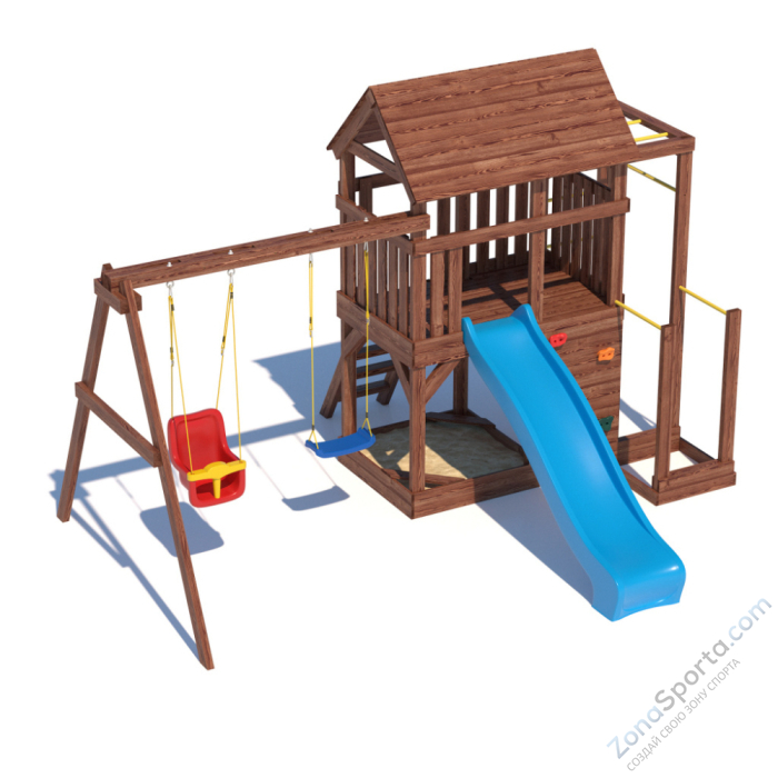 Детская площадка CustWood Scout SC5+ с большой деревянной крышей