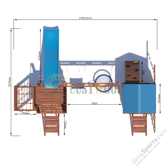 Детская деревянная игровая площадка для улицы дачи CustWood Scout SC9