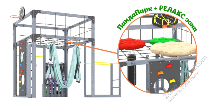 Детская площадка Савушка Куб-1 (Серый) с гамаком для йоги