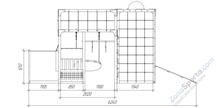 Детская площадка Савушка Куб-2 (Серый) с подушками и коконом