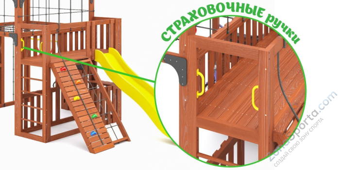 Детская площадка Савушка Куб-3 (Махагон) подушками и коконом