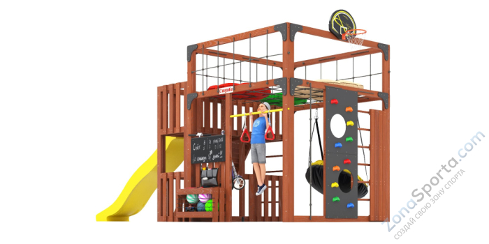 Детская площадка Савушка Куб-3 (Махагон) с подушками