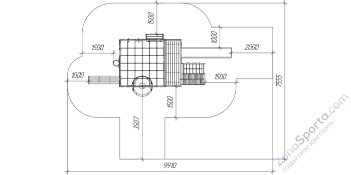 Детская площадка Савушка Куб-3 (Серый) с гамаком для йоги
