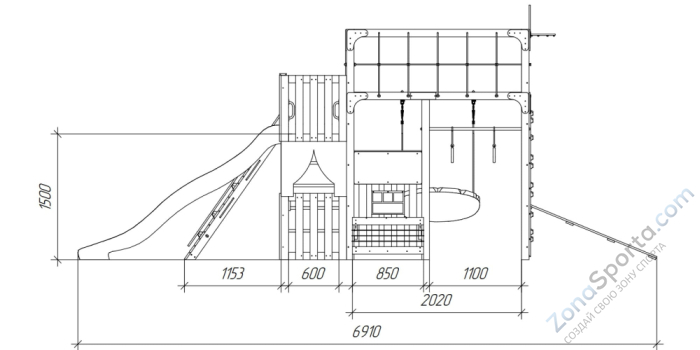 Детская площадка Савушка Куб-3 (Серый)