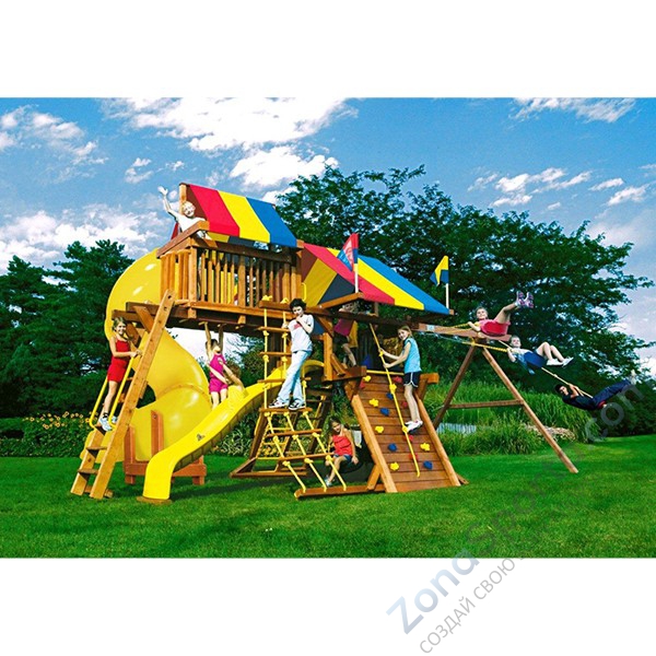 Детская игровая площадка Rainbow Play Systems Саншайн Кастл Спиральная горка Лайт Тент (Sunshine Castle Pkg V RYB Light)