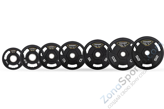 Диск олимпийский полиуретановый Hasttings HD51C3A-25 3-х хватовый 25 кг