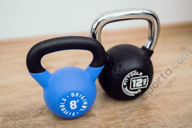 Гиря 12 кг с хромированной ручкой полиуретановая (CPU) Original FitTools