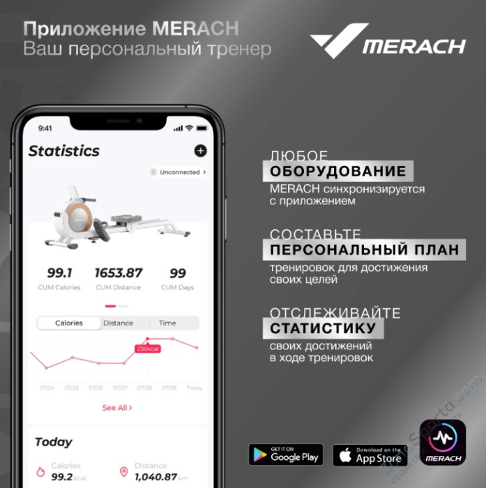 Гребной тренажер домашний Merach MR-R01