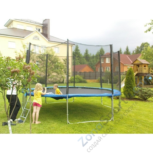 Комплект батут Oxygen High Jump 12EL с защитной сеткой и лестницей