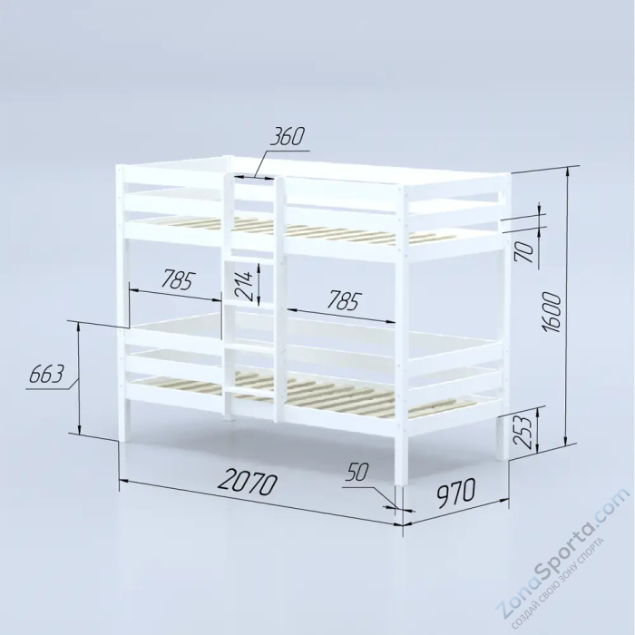 Кровать детская двухъярусная Савушка-05 90х200 White (белый)