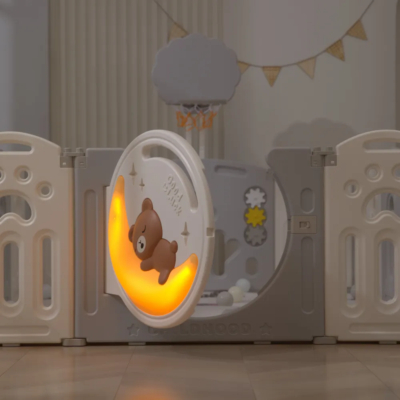 Манеж Unix Kids DeLuxe Grey 180 x 200 см с баскетбольным кольцом и ковриком