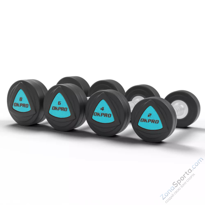 Набор полиуретановых гантелей от 12 до 30 кг (шаг 2 кг) OKPRO
