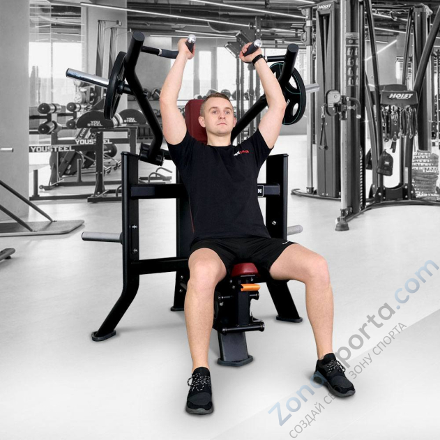 Плечевой жим сидя на свободных весах Protrain T8-605