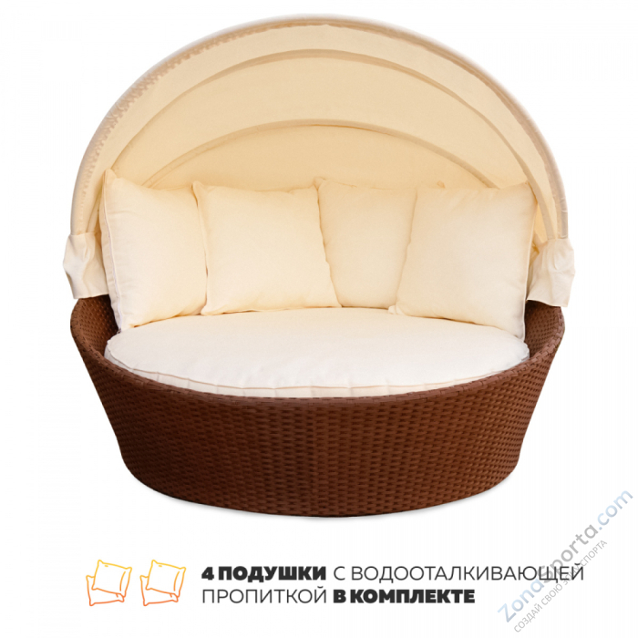 Шезлонг-диван Kvimol КМ-0099 белый из искусственного ротанга