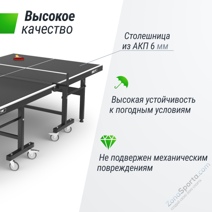 Всепогодный теннисный стол Unix Line Extra Outdoor 6 mm ACP (Black)