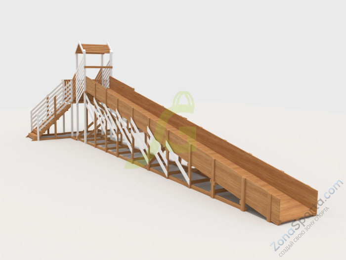 Зимняя деревянная горка IgraGrad Snow Fox 12 м с двумя скатами мод.724