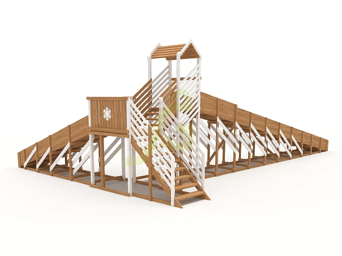Зимняя деревянная горка IgraGrad Snow Fox 12 м с двумя скатами мод.724