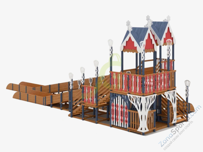 Зимняя деревянная горка IgraGrad Snow Fox 19 с тремя скатами