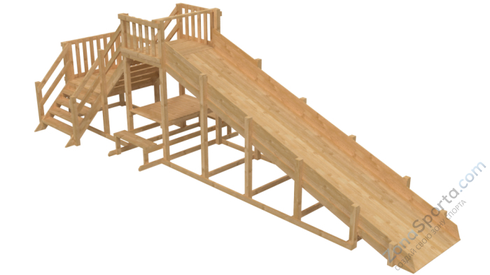 Зимняя деревянная заливная горка Ледянка 2 (без окраски)