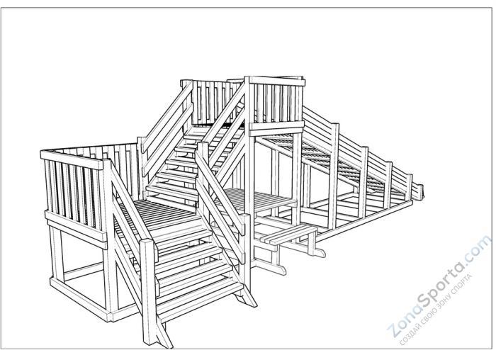 Зимняя деревянная заливная горка Ледянка 2 (без окраски)