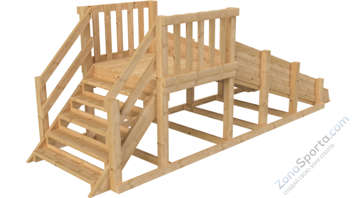 Зимняя деревянная заливная горка Ледянка (без окраски)