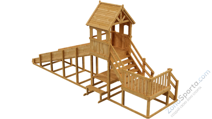 Зимняя деревянная заливная горка Теремок 2 (пропитка)