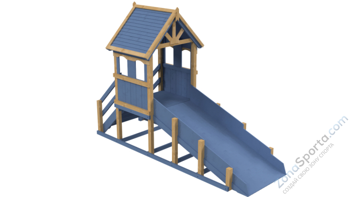 Зимняя деревянная заливная горка Теремок (масло)