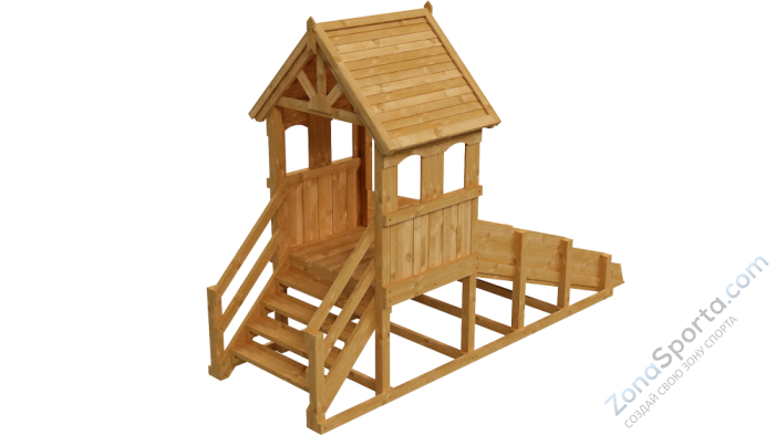 Зимняя деревянная заливная горка Теремок (пропитка)